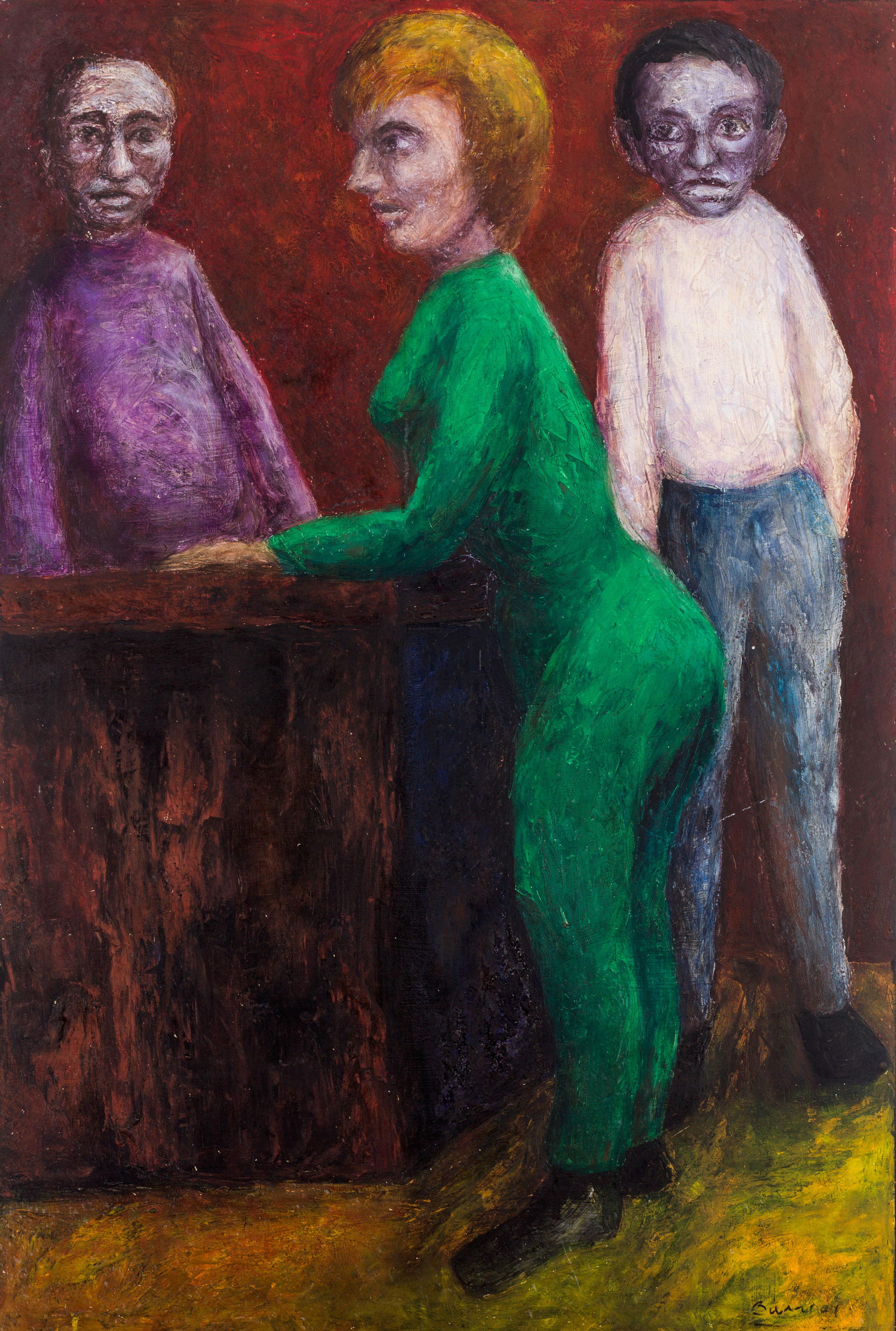Galerie Barbara Thumm \ Teresa Burga – Untitled (Figurative scene with a woman in green between two men) (TBu-65-005) \ Untitled (Figurative scene with a woman in green between two men) (1965)